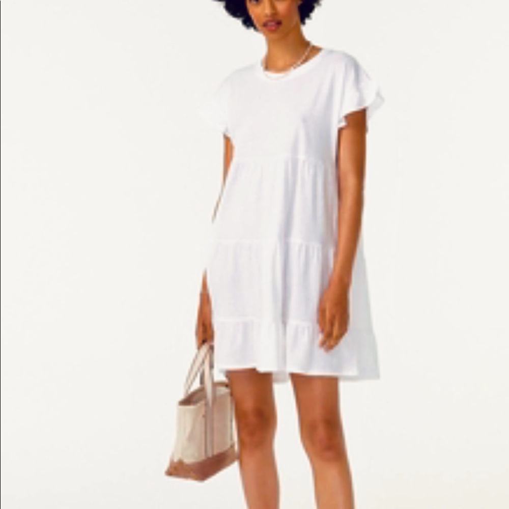 J Crew Flirty ruffle sleeve T shirt dress